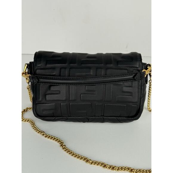 Fendi Mini Zucca Embossed Black Leather Baguette Satchel - Picture 3 of 16